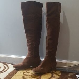 Knee high chocolate suede boots